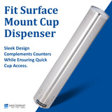 San Jamar 23.5" Pull Type Cup Dispenser - Stainless Steel 12 to 24 Oz Cup Holder with Flip Cap for Restaurants, Dining Halls, Fast Food Beverage