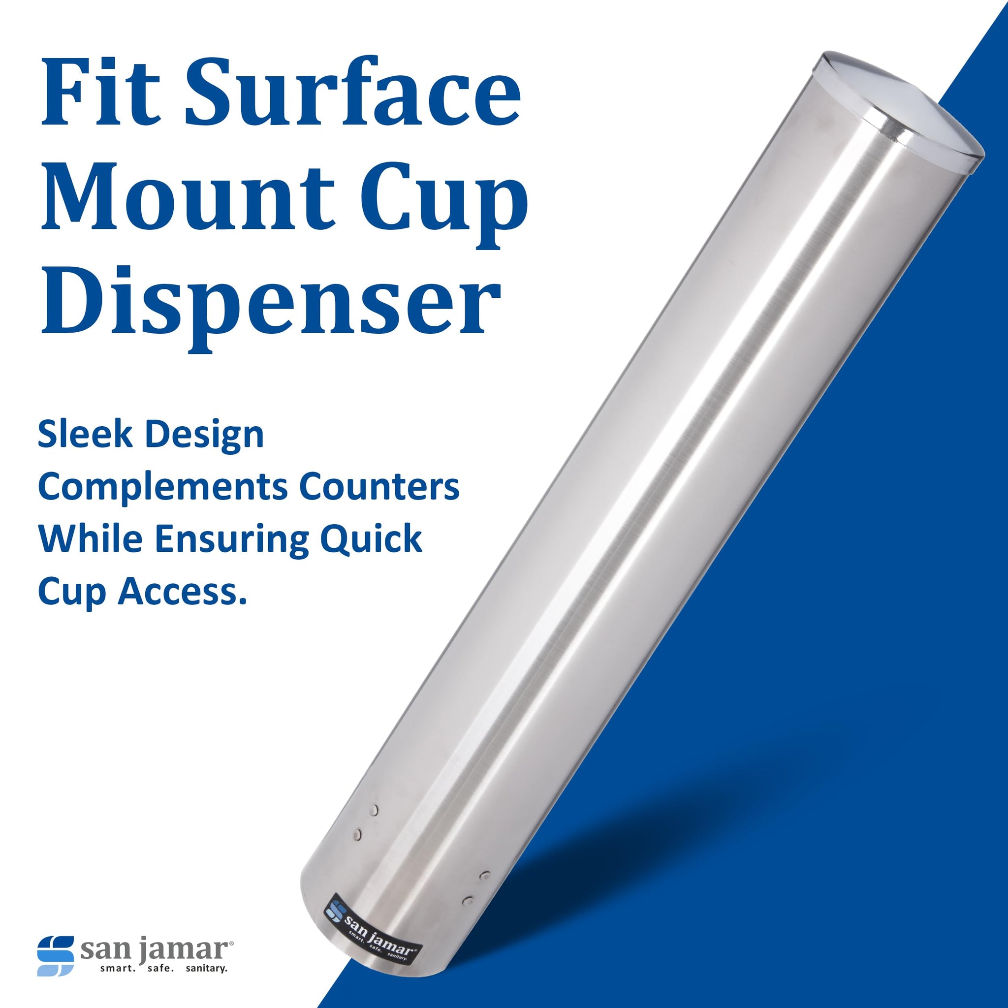 San Jamar 23.5" Pull Type Cup Dispenser - Stainless Steel 12 to 24 Oz Cup Holder with Flip Cap for Restaurants, Dining Halls, Fast Food Beverage