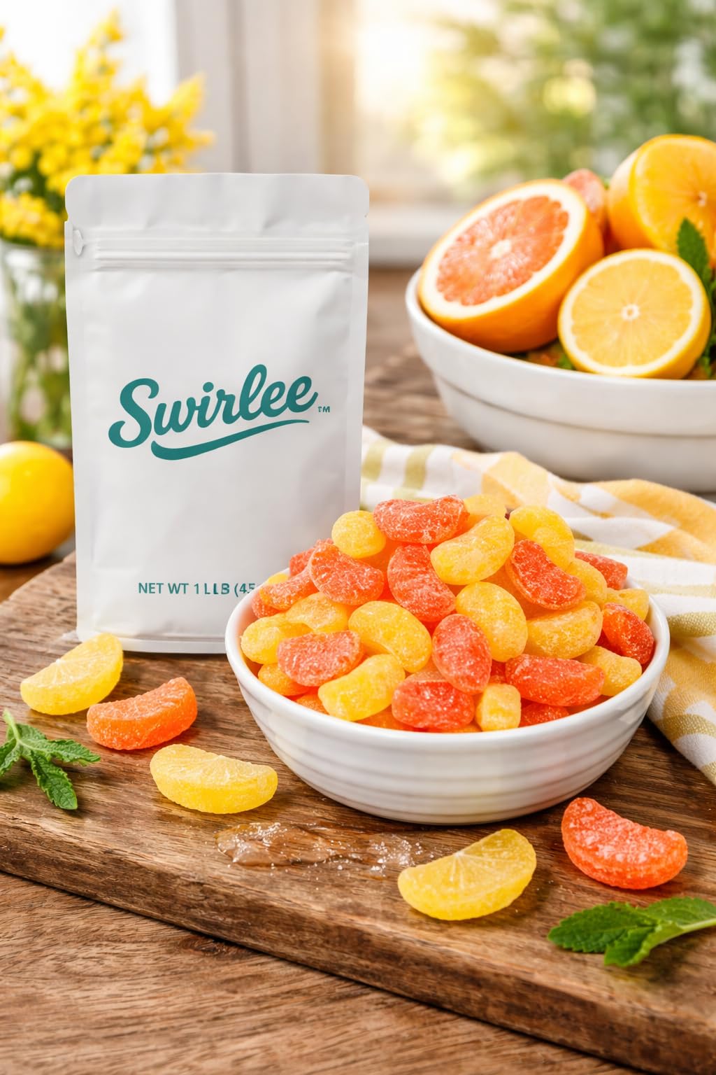 Orange & Lemon Citrus Slices - 1 lb Bulk Jelly Fruit Slices - Classic Orange Slice & Lemon Slice Treat - Sweet Sugar-Coated Citrus Snack for Candy