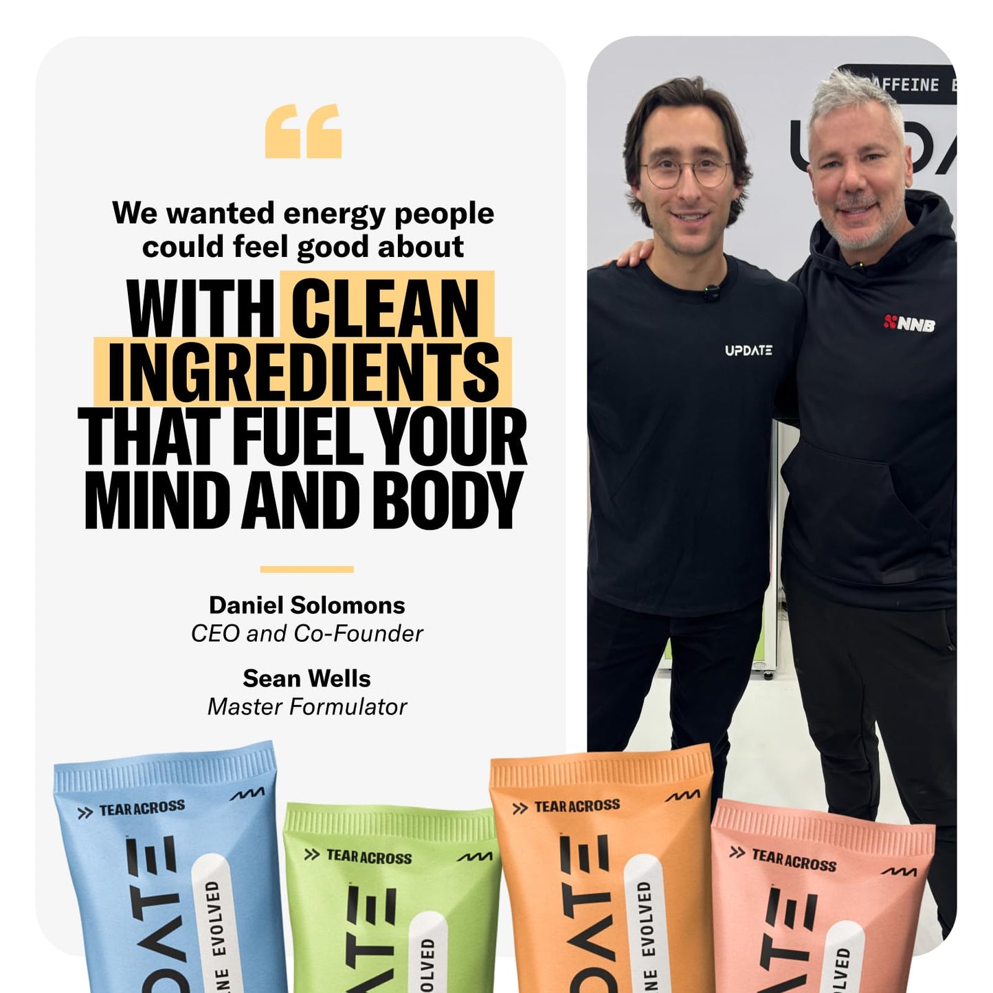 Drink Update Caffeine Free Energy Drink Powder Packets, Made with Paraxanthine, No Sugar, Jitter & Crash Free, Healthy, Natural, Improved Focus, No