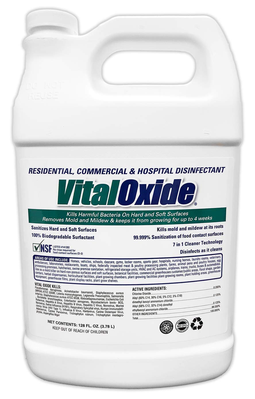 Vital Oxide Disinfectant, Deodorizer, Cleaner, Food-Contact Sanitizer, Virucide - (EPA registration #82972-1) - Kills Mold & Mildew, Eliminates