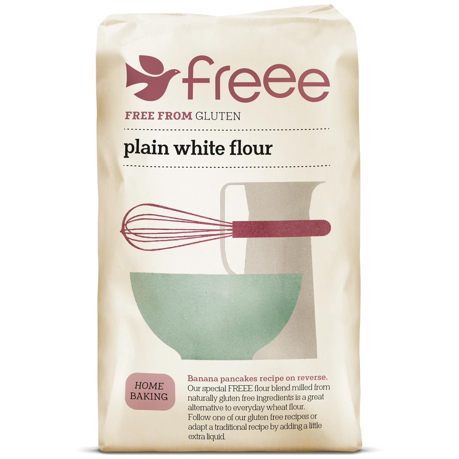 freee Plain White Flour Bag 2.2 lb (1 kg) | Gluten Free All-Purpose Flour Blend for Baking Bread, Cakes, Pastries & Cookies | Vegan, Kosher, Halal