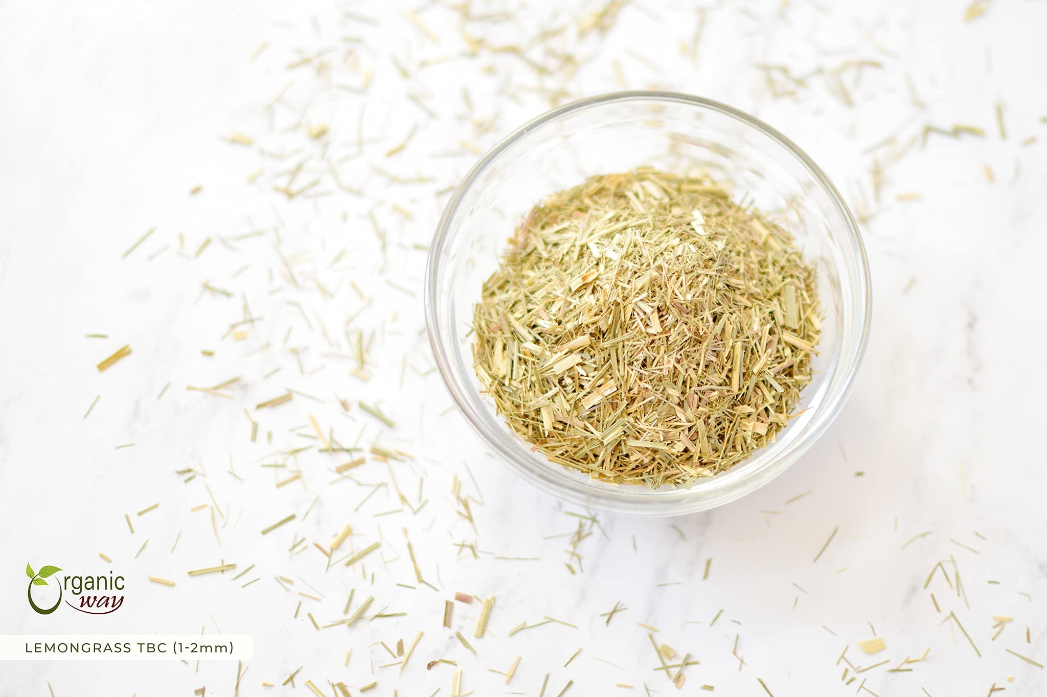 Organic Way Dried Lemongrass Fine Cut & Sifted | Herbal Tea (Cymbopogon citratus) - Organic & Kosher Certified | Raw, Vegan, Non GMO & Gluten Free |