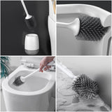 Stafeny Toilet Bowl Brush,with Ventilated Drying Holder,Non-Slip Handle Silicone Toilet Brush for Bathroom Deep Cleaning Compact Toilet Brush Set/Wall