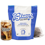 Bizzy Organic Cold Brew Coffee | Dark & Bold Blend | Coarse Ground Coffee | Dark Roast | Micro Sifted | Specialty Grade | 100% Arabica | Brew Bags | 4