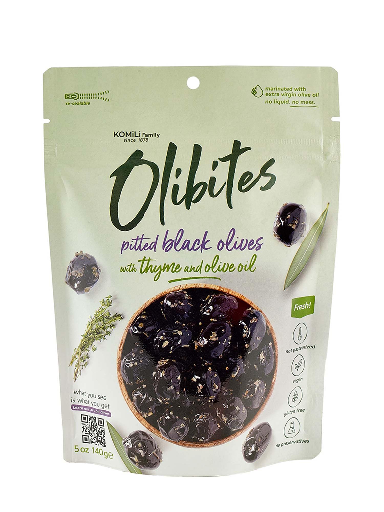 Olibites Pitted Black Olives - Fresh Olives Marinated in Extra Virgin Olive Oil (5 oz, Pitted Black)