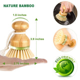 RADESCOO Bamboo Dish Brush, Scrub Brush for Dishes Pots Pans Kitchen Sink Cast Iron Skillet Cleaning, Pack of 2