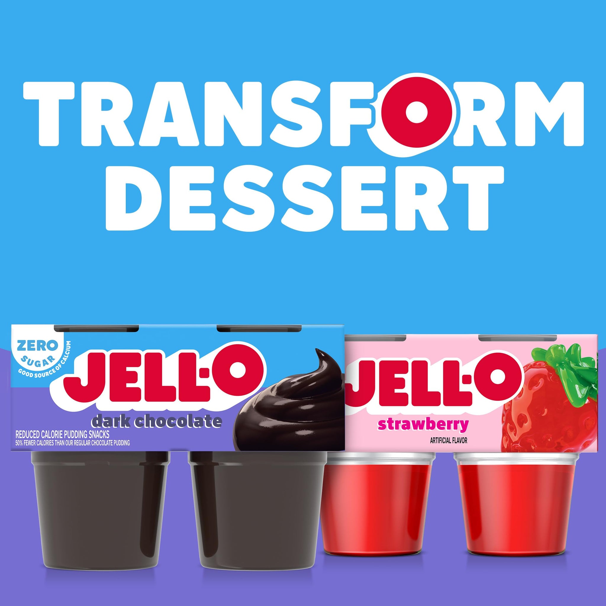 Jell-O Dark Chocolate Zero Sugar Ready-to-Eat Pudding Snack Cups, 4 ct Cups