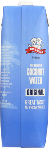 Amy & Brian Pure Coconut Water, 1 Liter (Pack of 6) | Non-GMO & No Added Sugar
