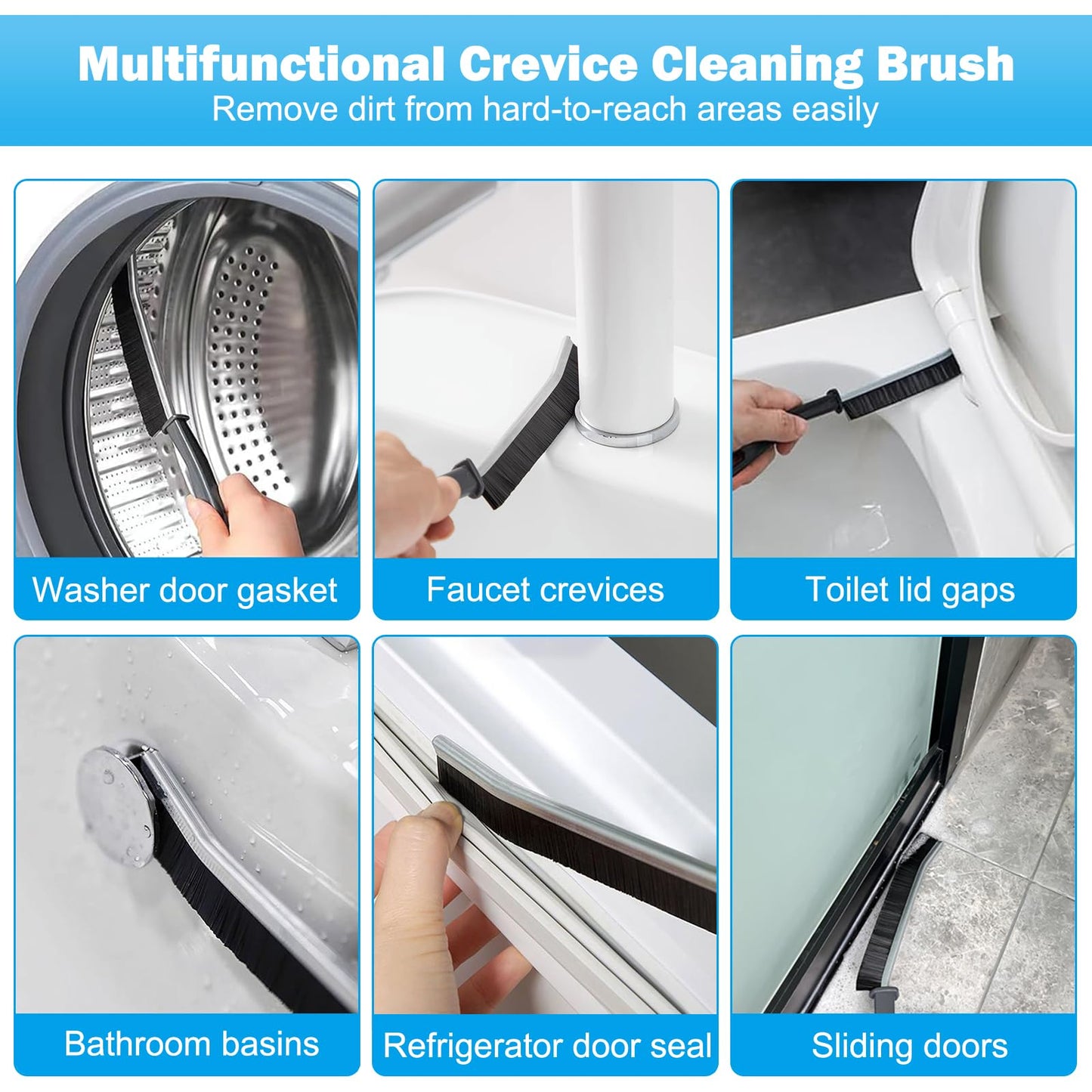 FANTEXY 5 Pieces Crevice Cleaning Brush, Thin Gap Cleaning Brushes Tool with PET Bristles for Kitchen, Bathroom, Household, Windows Groove, Faucet