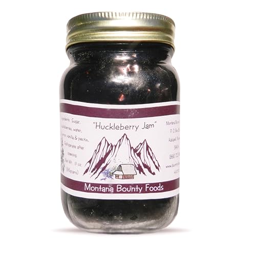 Bounty Foods Huckleberry Jam 9 oz Hand-Picked Wild Fruit Grown in Montana Berries - Breakfast, Desserts, Toppings, Pie Fillings Non-GMO (HJM)