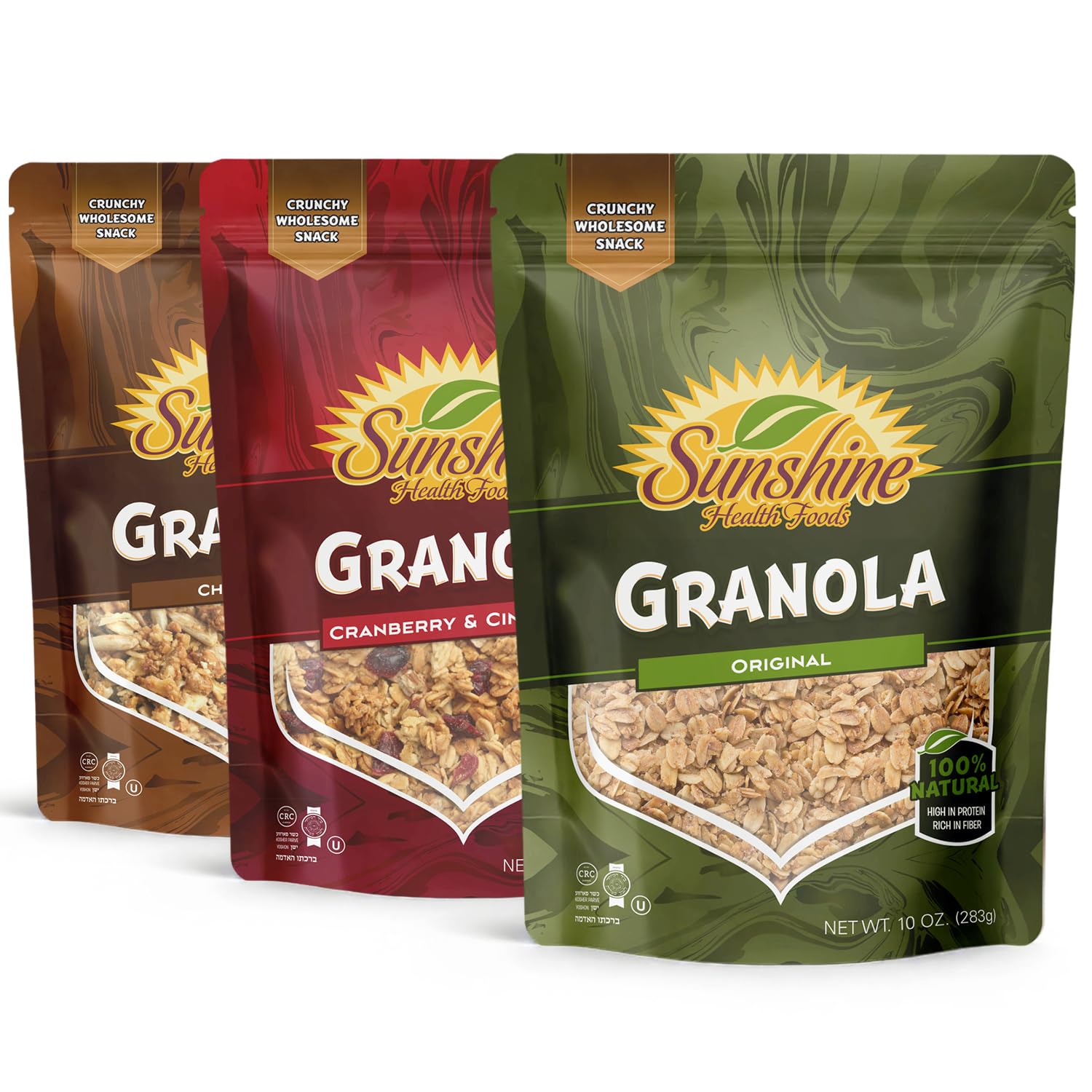 Granola Cereal Variety Pack, 3 Delicious Packs of Original, Cranberry & Cinnamon and Chocolate Healthy Granola 10oz Each, Perfect Granola for yogurt