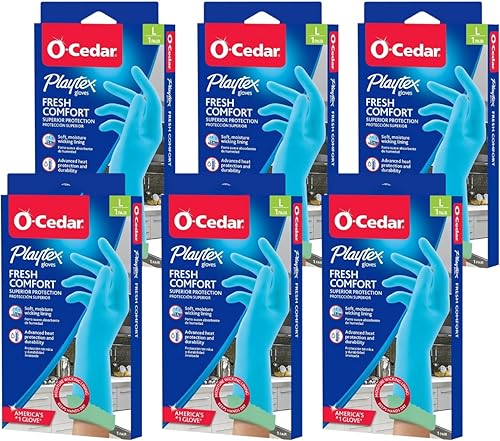 PLAYTEX Fresh Comfort Large Cleaning Gloves, 1 Count (Pack of 6)