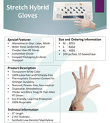 Life Guard Clear Stretch Hybrid Gloves, Disposable, Non-Latex, Ambidextrous, 200 Gloves Per Box (Lage)