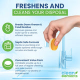 Garbage Disposal Cleaner Deodorizer Tablets - 24 Pack XL Foaming Citrus Cleaning Tablet - Sink Drain Disposer Garburator Freshener Odor Eliminator