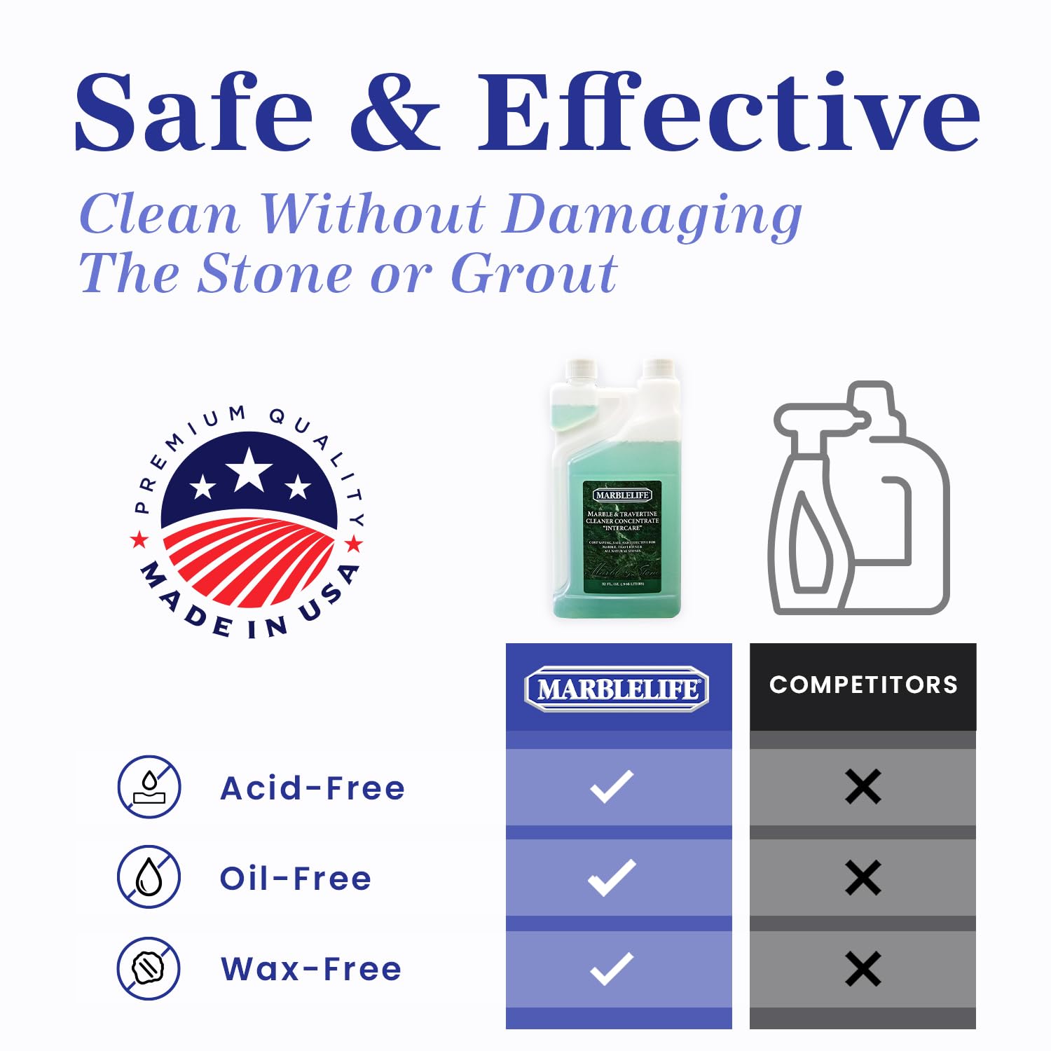 Marblelife Marble & Travertine Cleaner Concentrate Intercare, 32oz