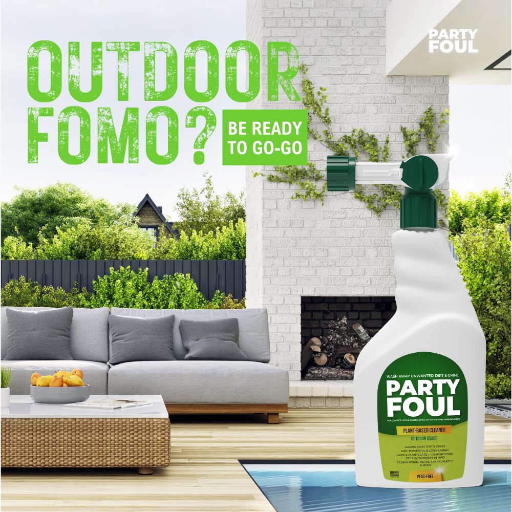 Party Foul Plant-Based Cleaner Spray | Eco-Friendly, Vegan Formula for Tiles, Counters, Granite, Metal, Glass, Wood & More | Natural I For Decks