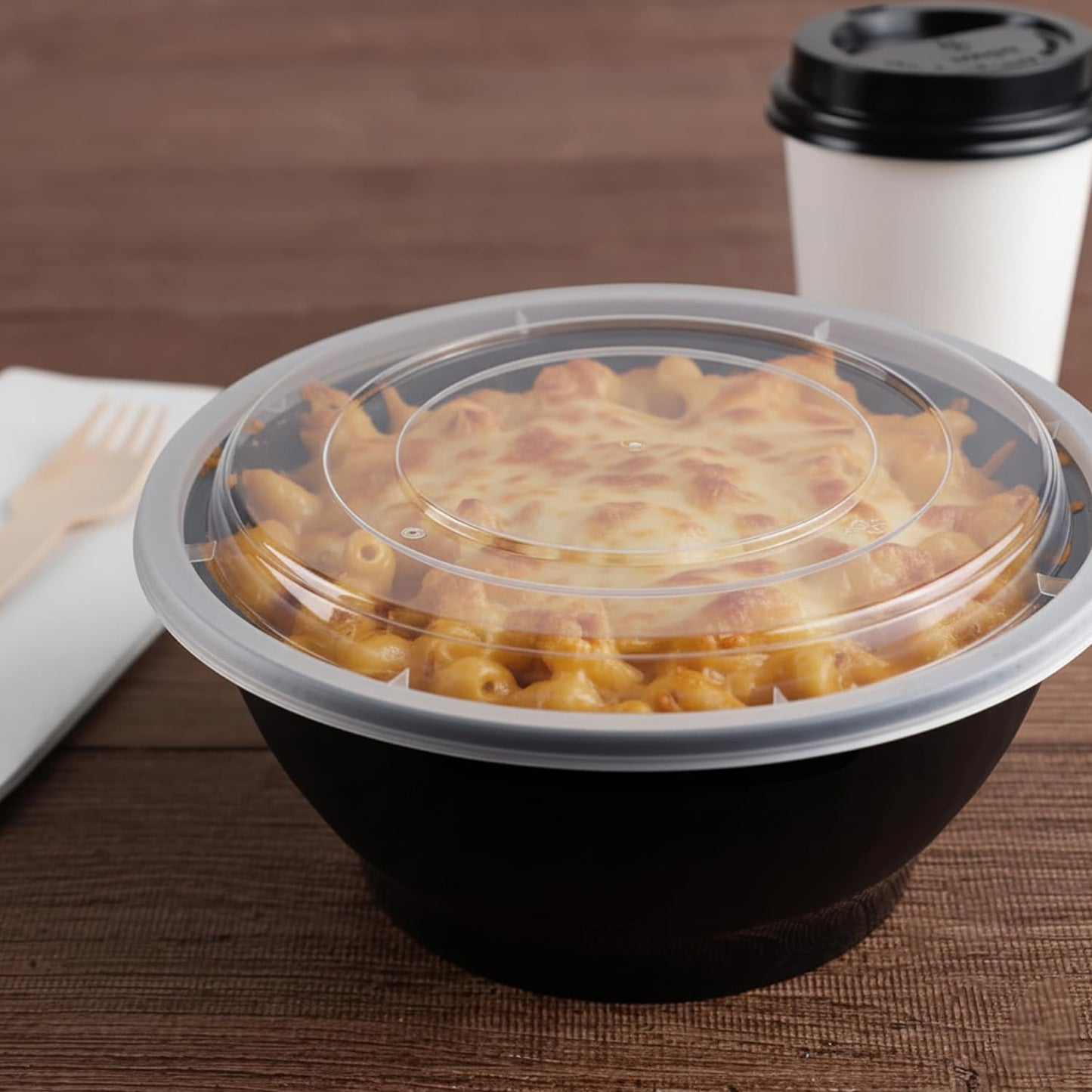 Plastic House Black Plastic Salad Bowls with Lids - 38 oz | Pack of 4