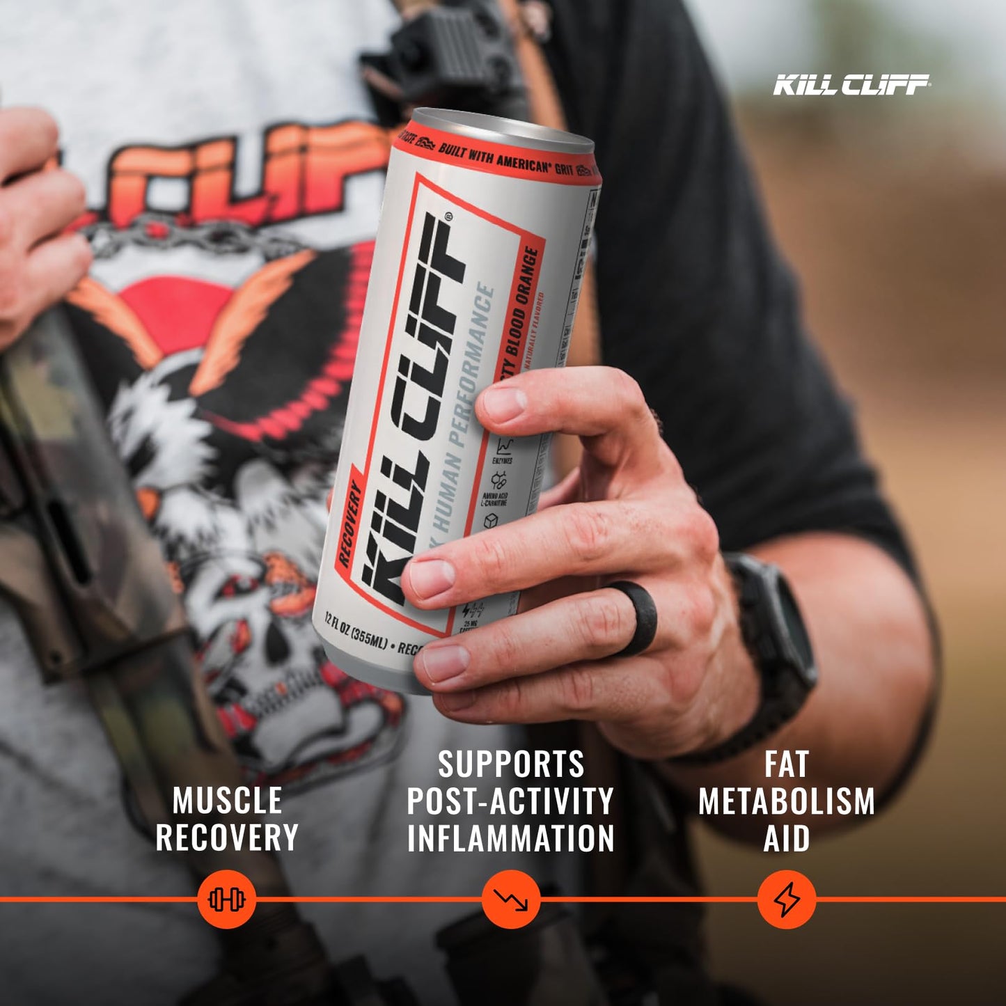 KILL CLIFF Recovery Drink, Tasty Blood Orange | Zero Sugar, Keto- Friendly, Gluten Free | Faster Recovery, Clean Energy, Low Caffeine, Enzymes