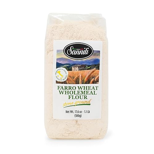 Sanniti Farro Wheat Wholemeal Flour, Stone Ground - 17.6 oz (500g) Bag - Premium Ancient Grain Flour, Product of Italy