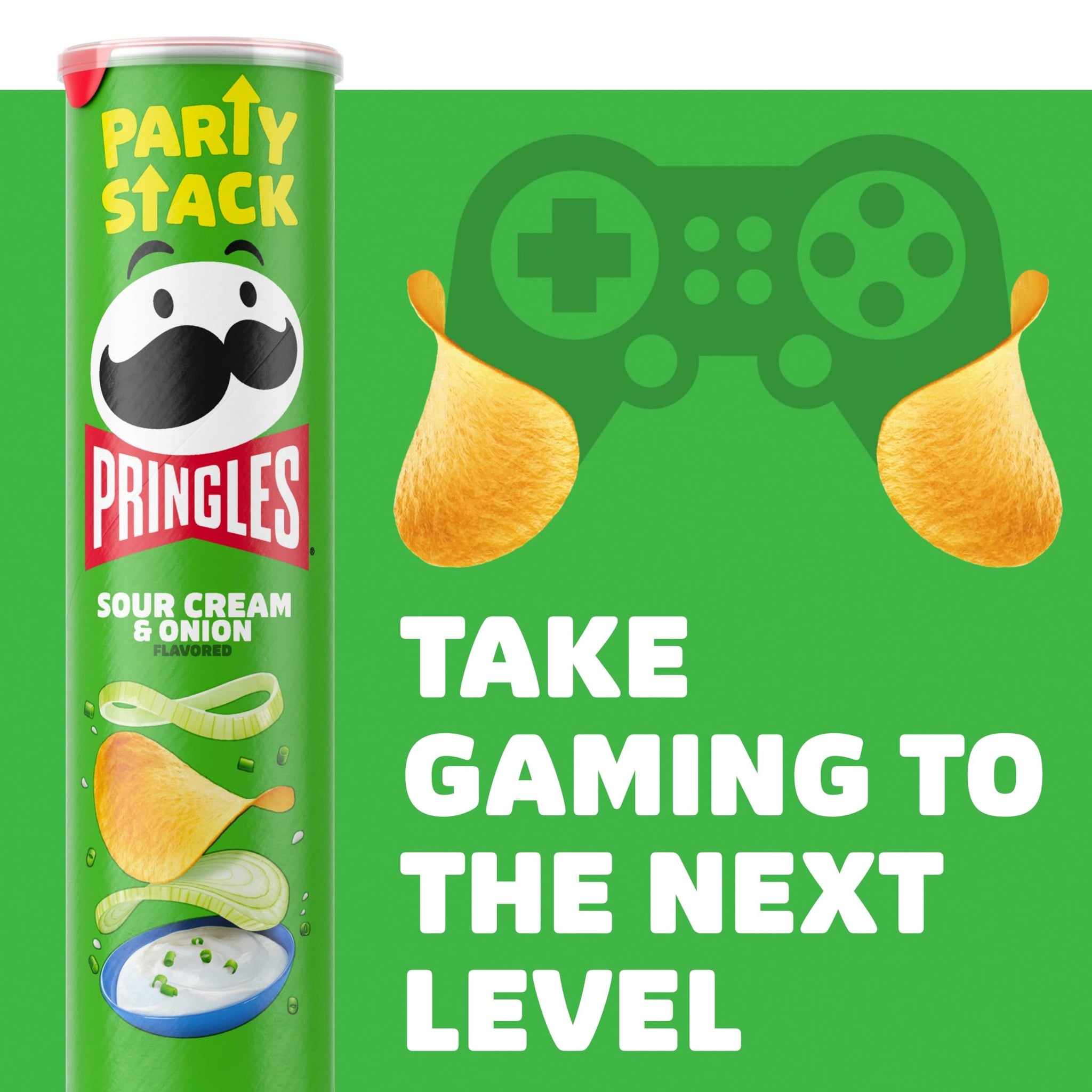 Pringles Potato Crisps Chips, Lunch Snacks, On-the-Go Snacks, Party Stack, Sour Cream and Onion, 7.1oz Can (1 Can)