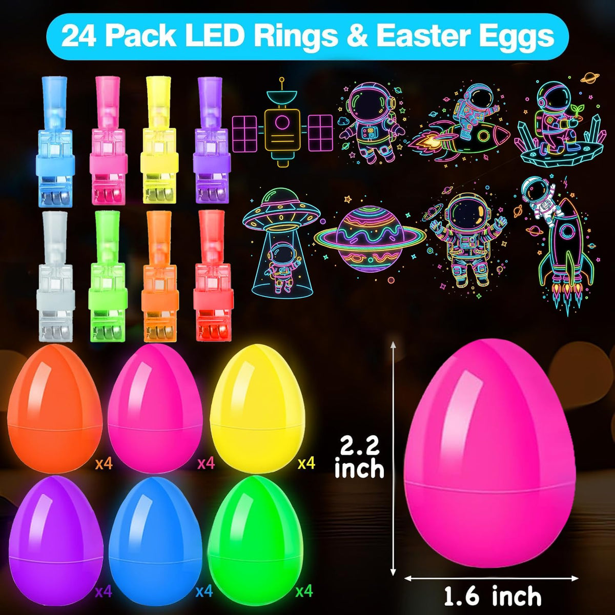 CHOOHC 48 Pack Easter Basket Fillers Set - 24 Fillable Plastic Egg