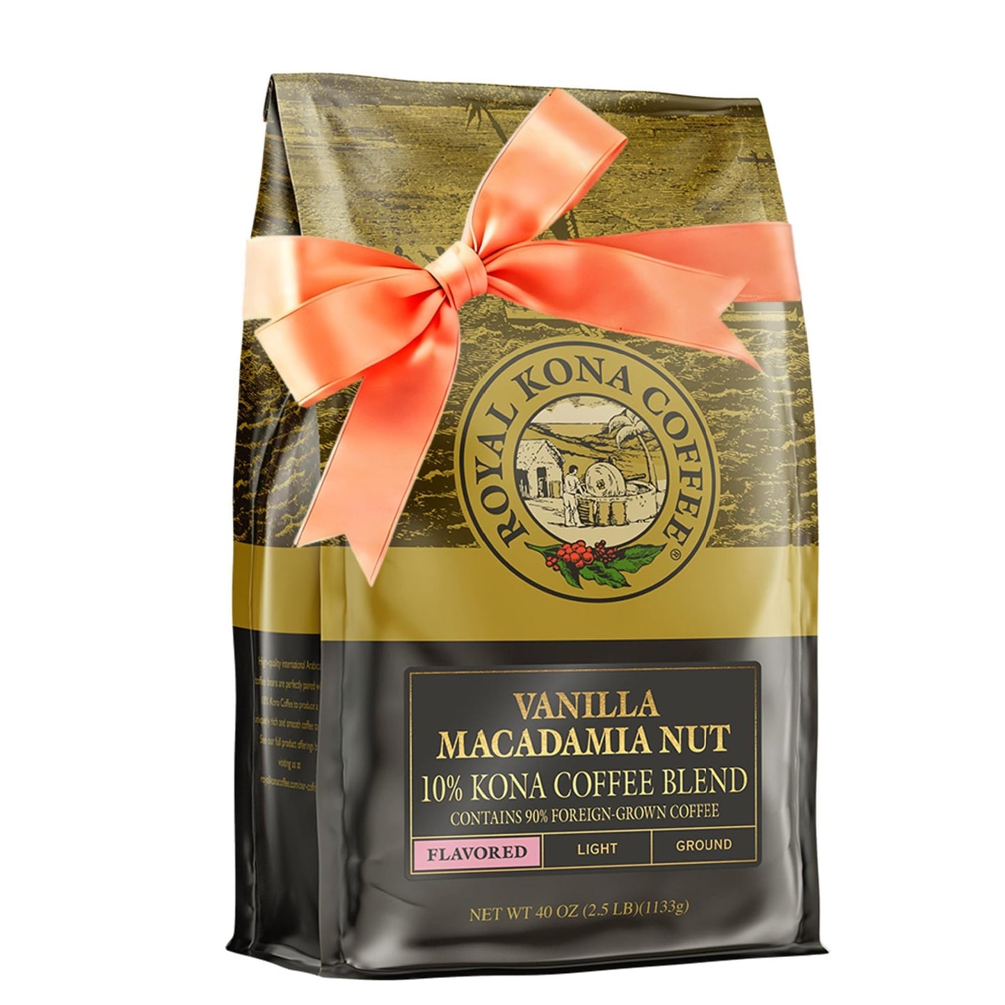 ROYAL KONA COFFEE - Light Roast Ground Coffee, Vanilla Macadamia Flavor, 40 Ounce