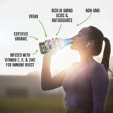 Graasi Organic Barley Grass Water | Hydration Drink with Vitamin C, D, Zinc | USDA Organic, Non-GMO, Vegan | Low-Calorie Wellness Beverage | Citrus