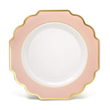 " OCCASIONS " 240 Plates Pack, Heavyweight Disposable Wedding Party Plastic Plates (8'' Appetizer/Dessert Plate, Imperial in White/Blush & Gold)