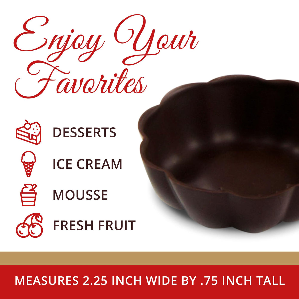 Dark Chocolate Dessert Shells 12ct, Edible Cups for Ice Cream, Gluten-Free