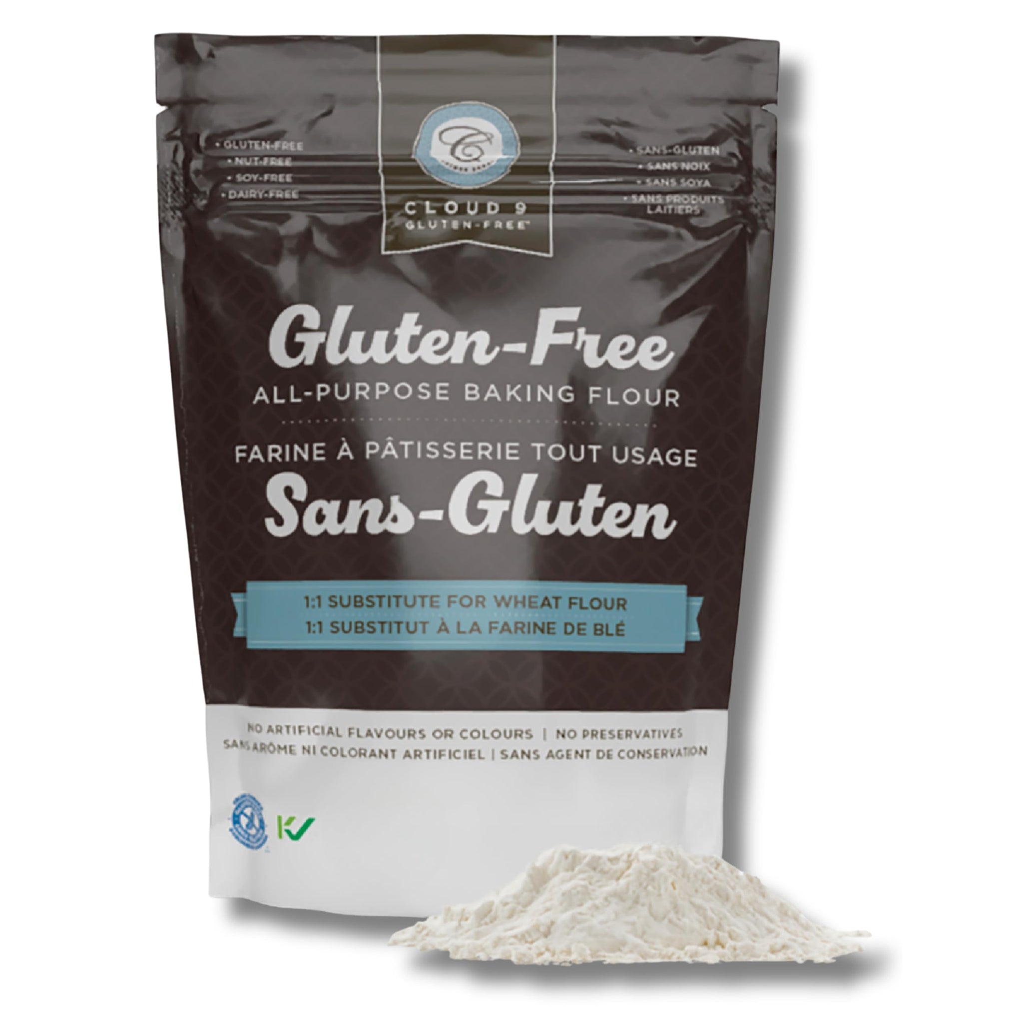 Cloud 9 Gluten Free Baking Flour, All-Purpose Gluten Free Flour for Baking Cakes, Cookies, Breads, and More - Perfect Substitute for Everyday Recipes (1.25 KG), Vegan & Kosher
