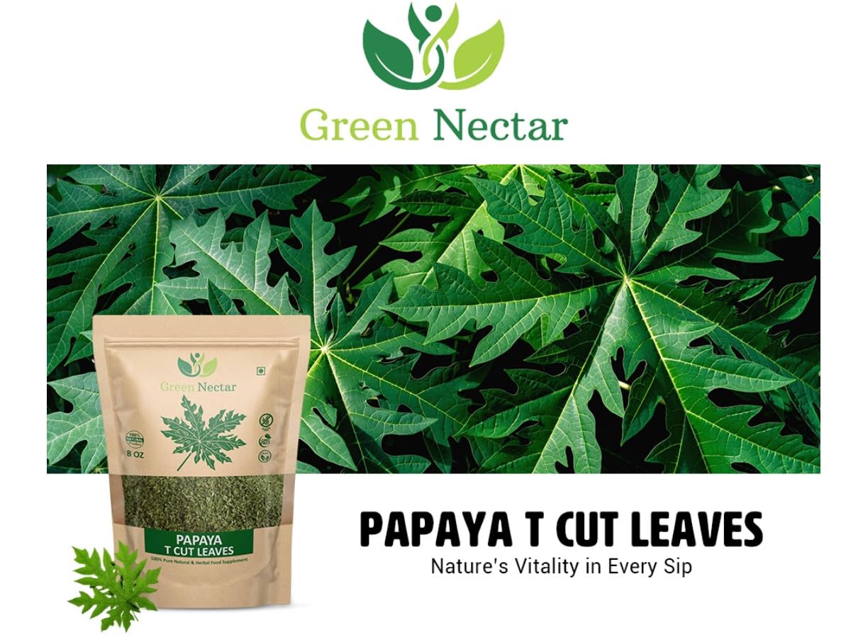 Papaya Leaf Tea 8 Oz(Crushed, Dried, 8 OZ), Dried from Fresh Green Leaves, 100% Loose Leaves (1)