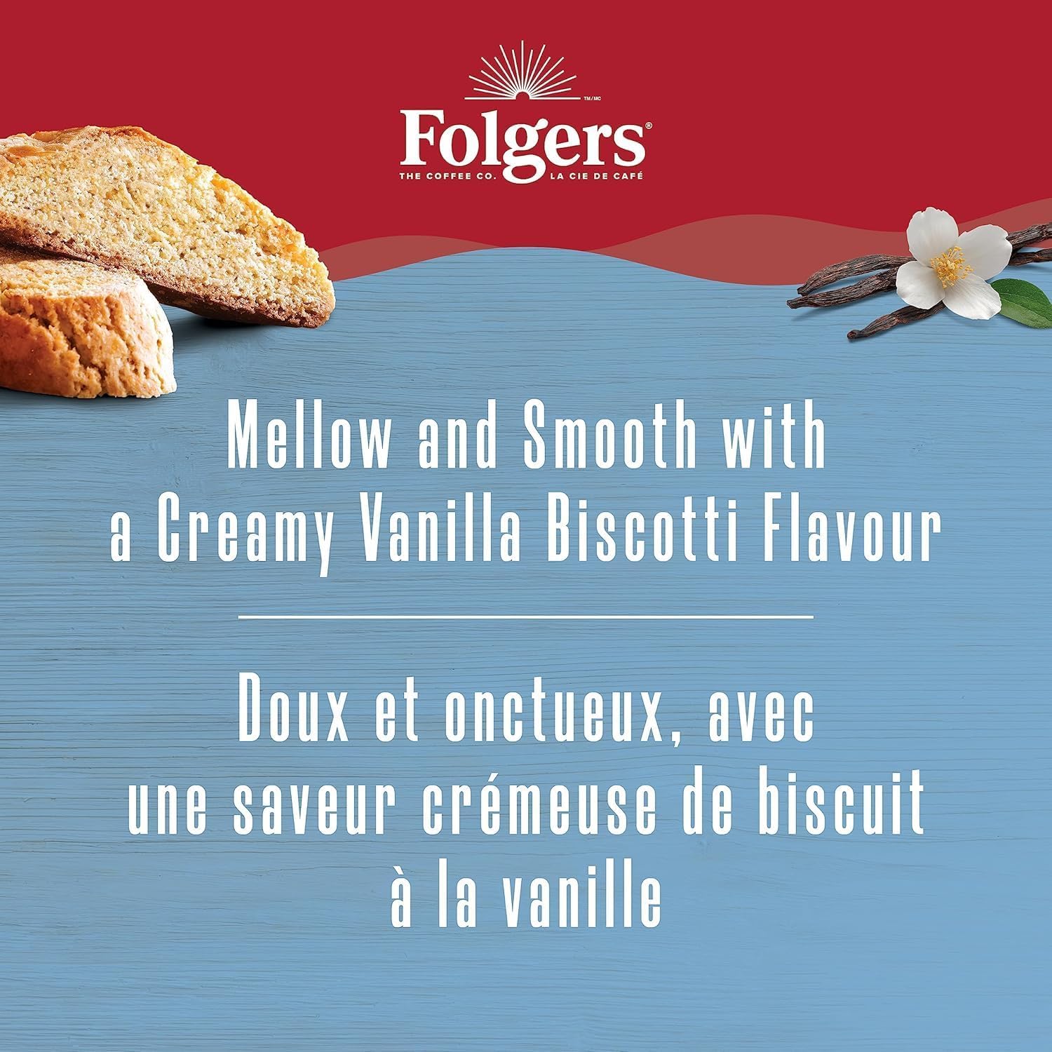 Folgers Vanilla Biscotti Coffee Pods,12 Pods,108g {Imported from Canada}