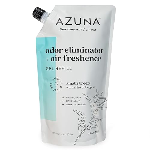 Azuna Air Freshener and Odor Eliminator for Strong Odor Gel 24oz Refill Pouch with Tea Tree Oil | Plant-Based & Long Lasting | Pet, Smoke, Home