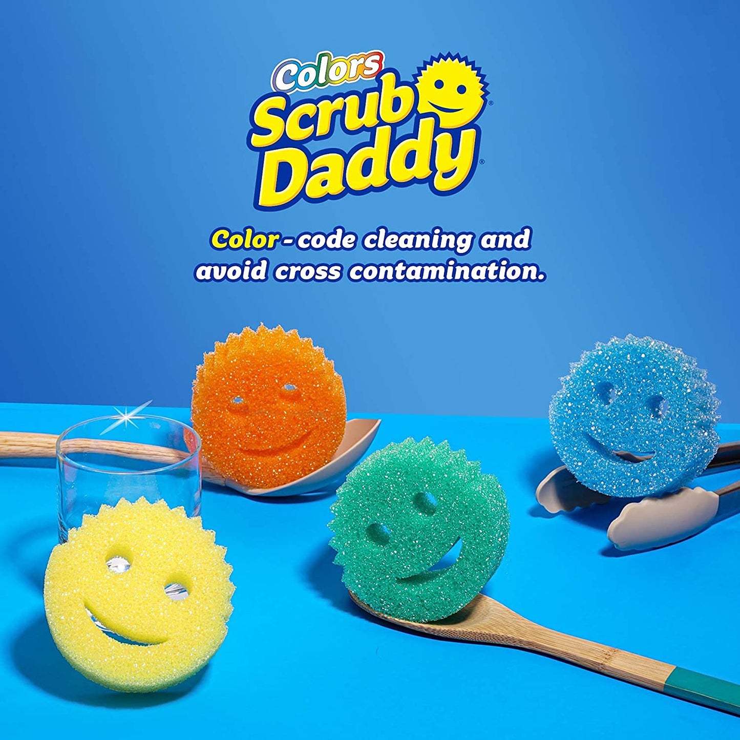 Scrub Daddy Sponge Set - Colors - Scratch-Free Scrubbers for Dishes and Home, Odor Resistant, Soft in Warm Water, Firm in Cold, Deep Cleaning