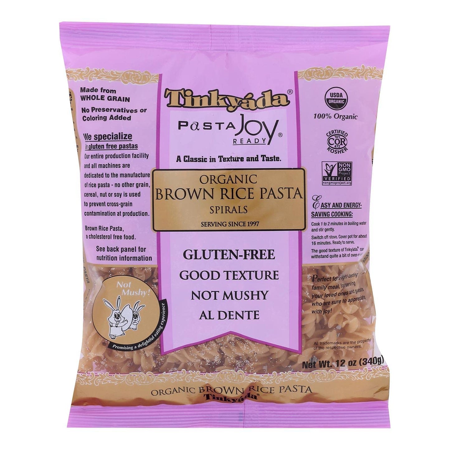 Tinkyada Organic Spiral Brown Rice Pasta, 12 Ounce - 12 per case.12