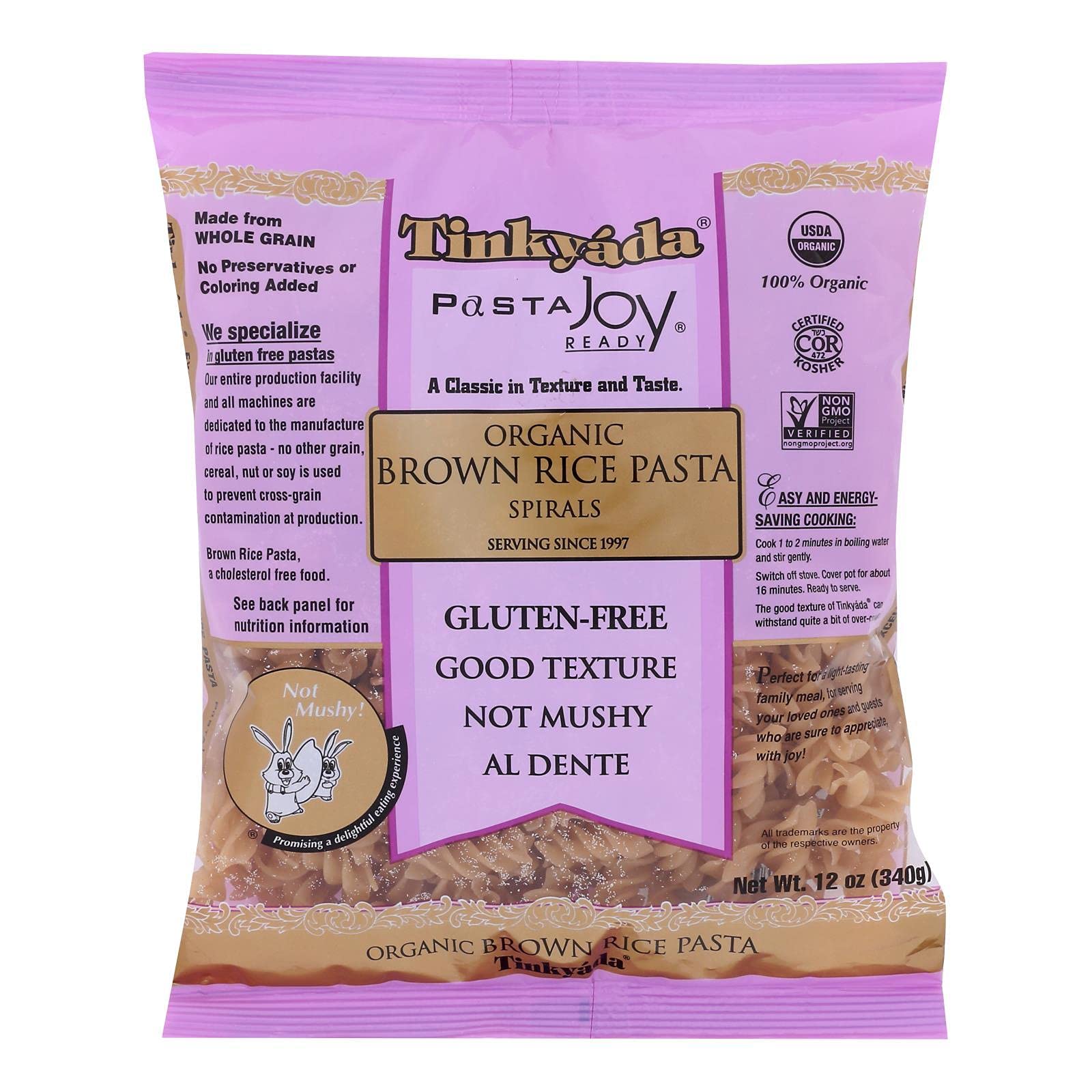 Tinkyada Organic Spiral Brown Rice Pasta, 12 Ounce - 12 per case.12