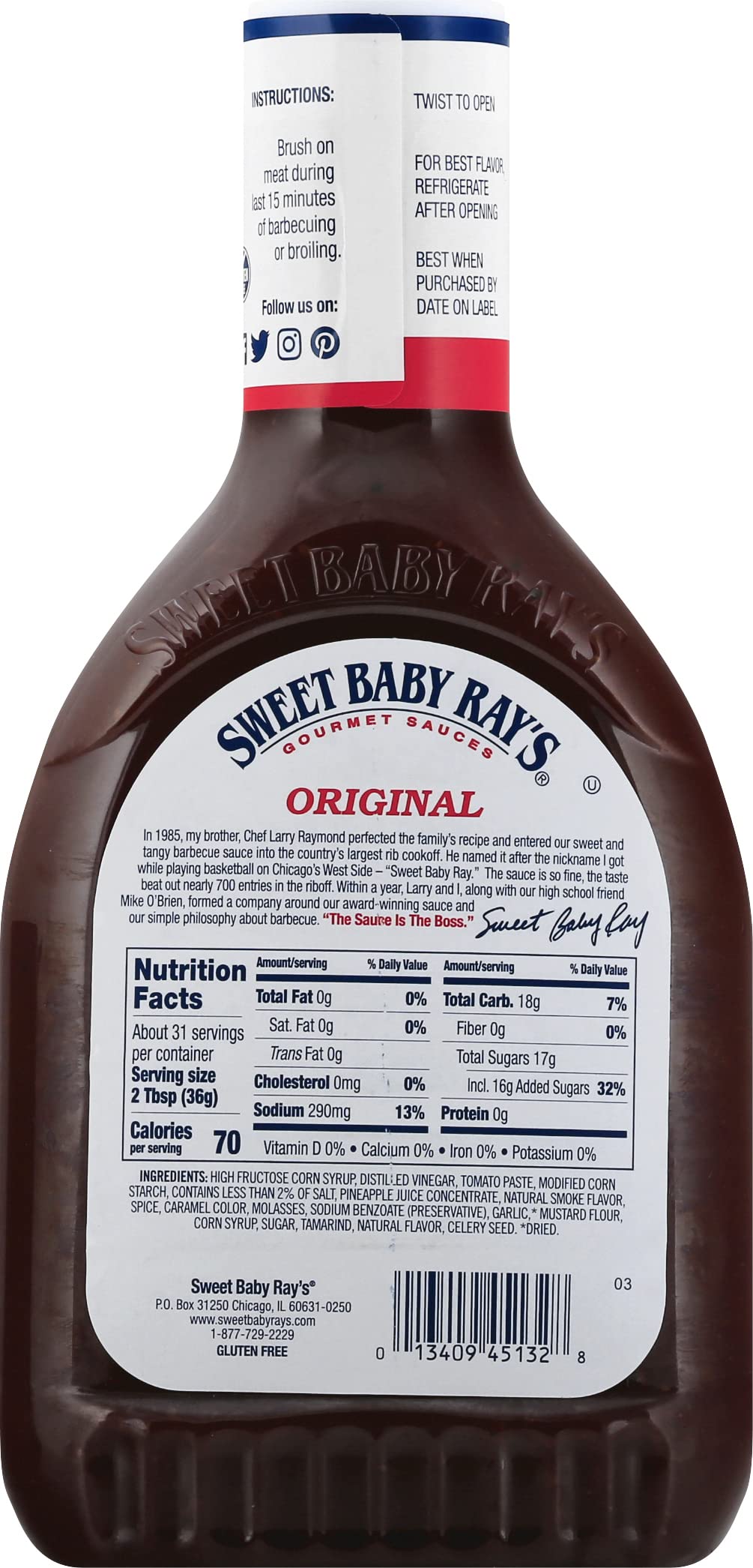 Sweet Baby Ray's Barbecue Sauce, 40 Ounce Each - 2 pack