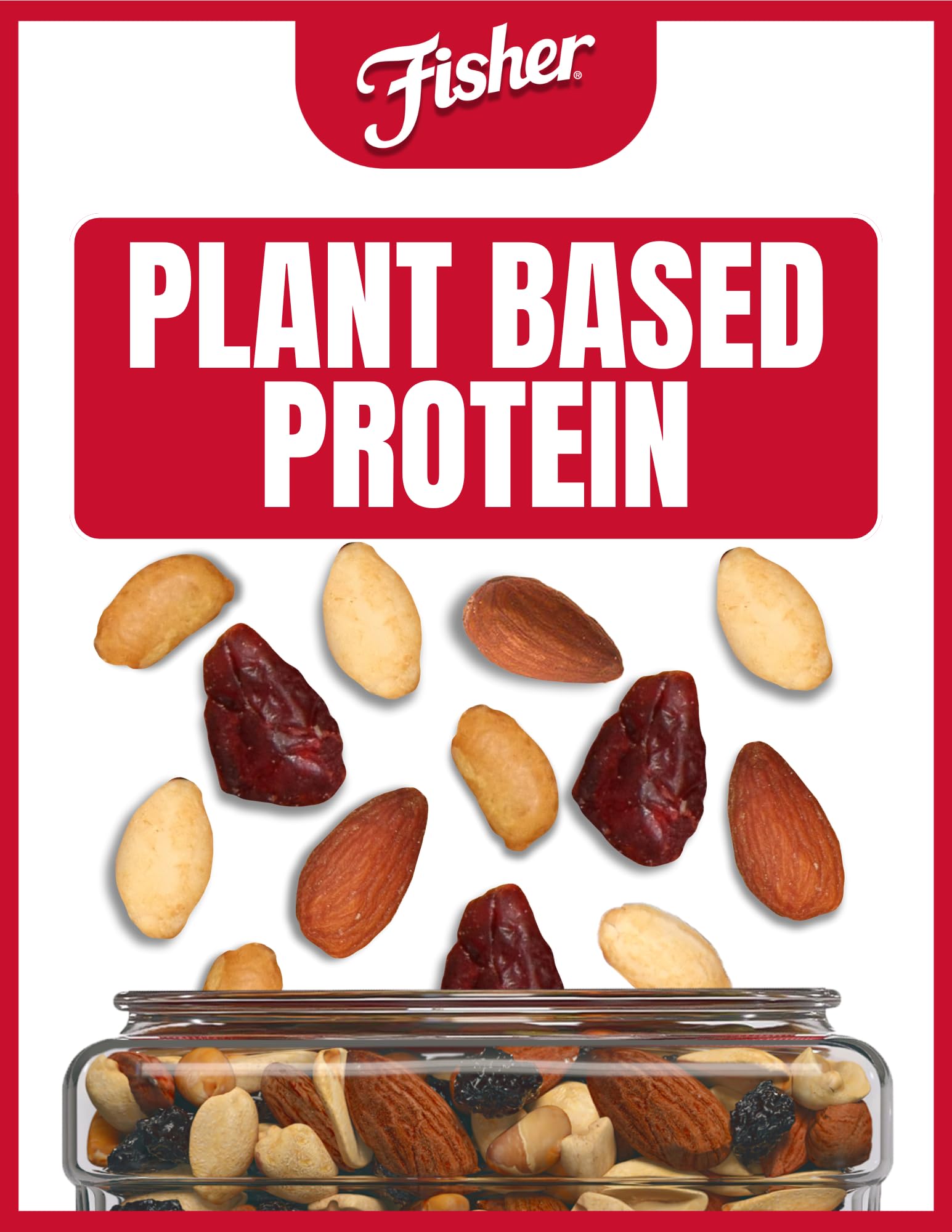 Fisher Snack Hunger Fighter Bulk Trail Mix, 38 oz (Pack of 1), Peanuts, Almonds, Dried Sweetened Cranberries and Soy Nuts, Snacks for Adults and Kids