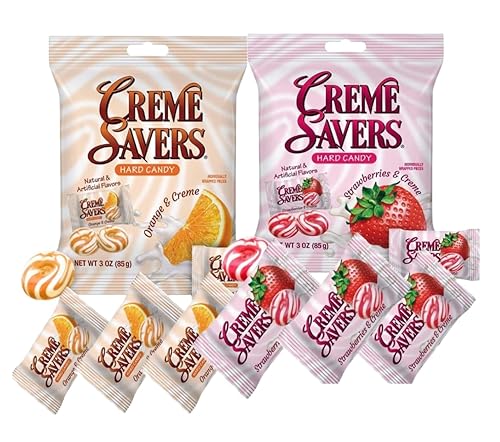 Creamy Delight Hard Candy | Original Classic Creamy Delight Individually Wrapped Candies | The Taste of Fresh Strawberries or Orange Swirled in Rich