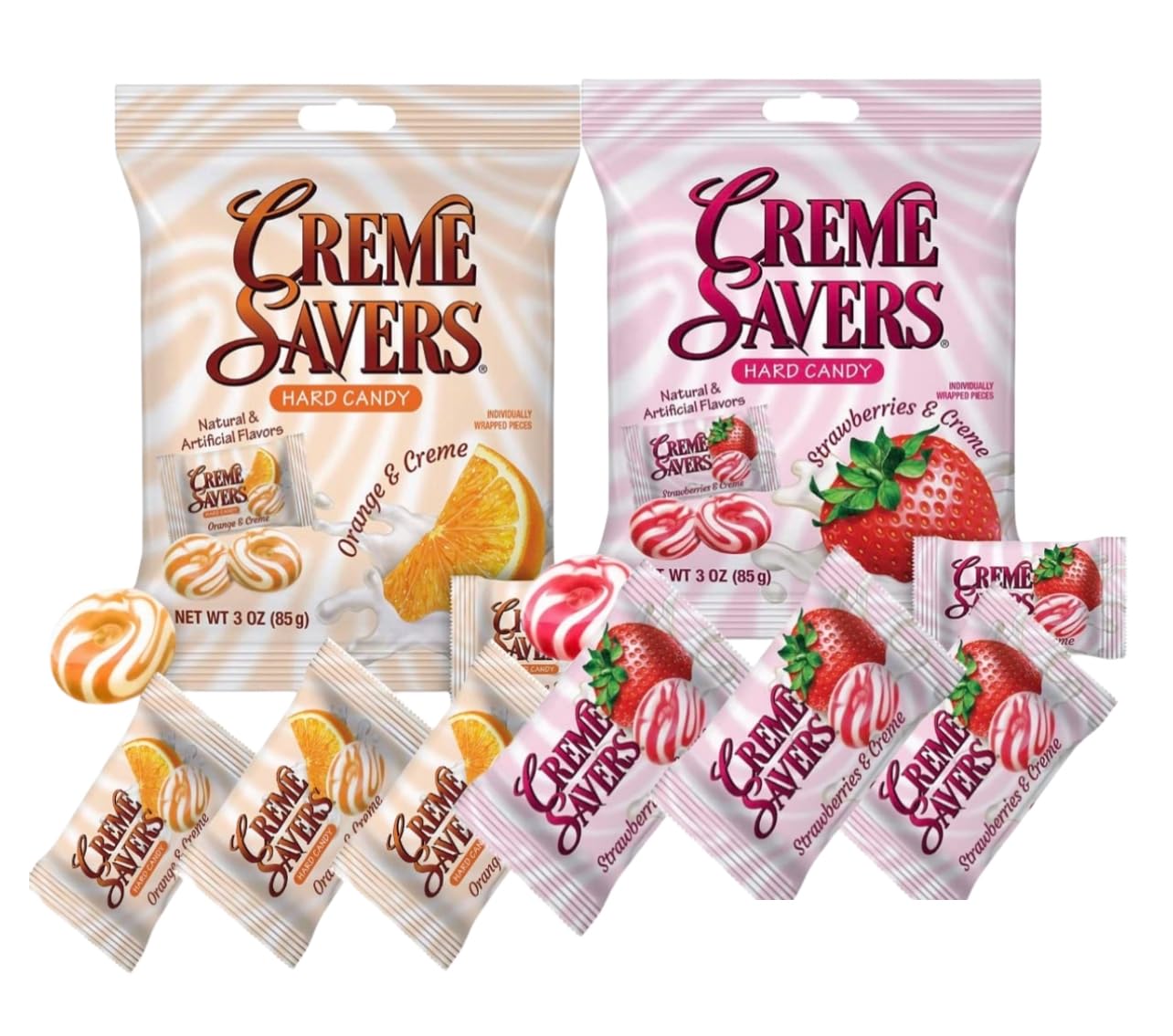 Creamy Delight Hard Candy | Original Classic Creamy Delight Individually Wrapped Candies | The Taste of Fresh Strawberries or Orange Swirled in Rich