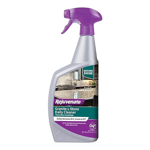 Rejuvenate Granite & Stone Daily Cleaner Cleans Sealed Stone Countertops Including Granite, Marble, Quartz And Onyx Removing Dirt, Grease And Oil