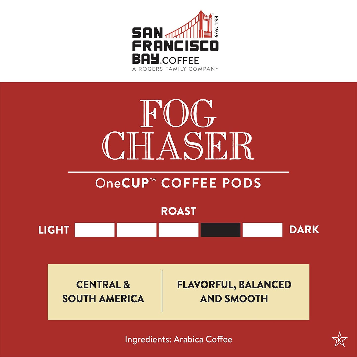 SF Bay Fog Chaser OneCup - 72 Count Compostable Coffee Pods - Medium-Dark Roast Arabica Coffee - Compatible with Most Keurig K-Cup Brewers