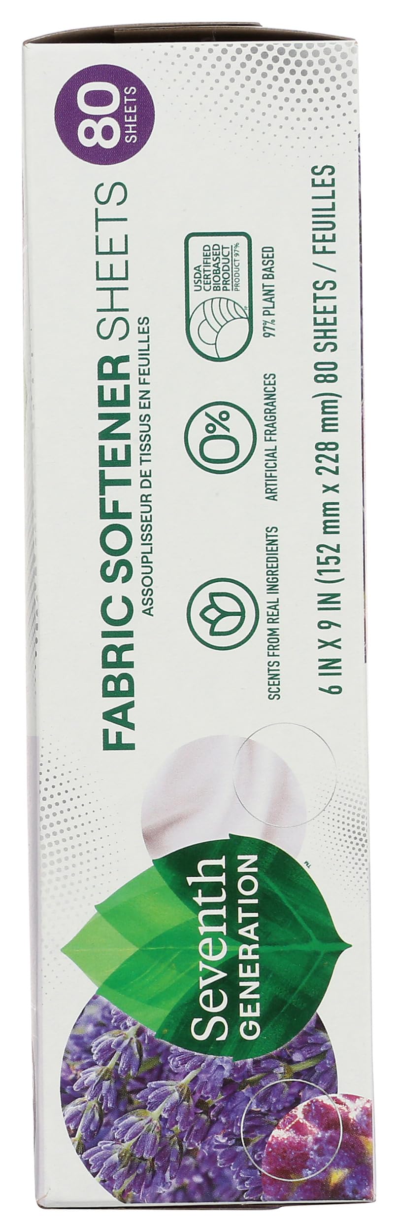 Seventh Generation, Fabric Softener Sheets Lavender, 80 Count