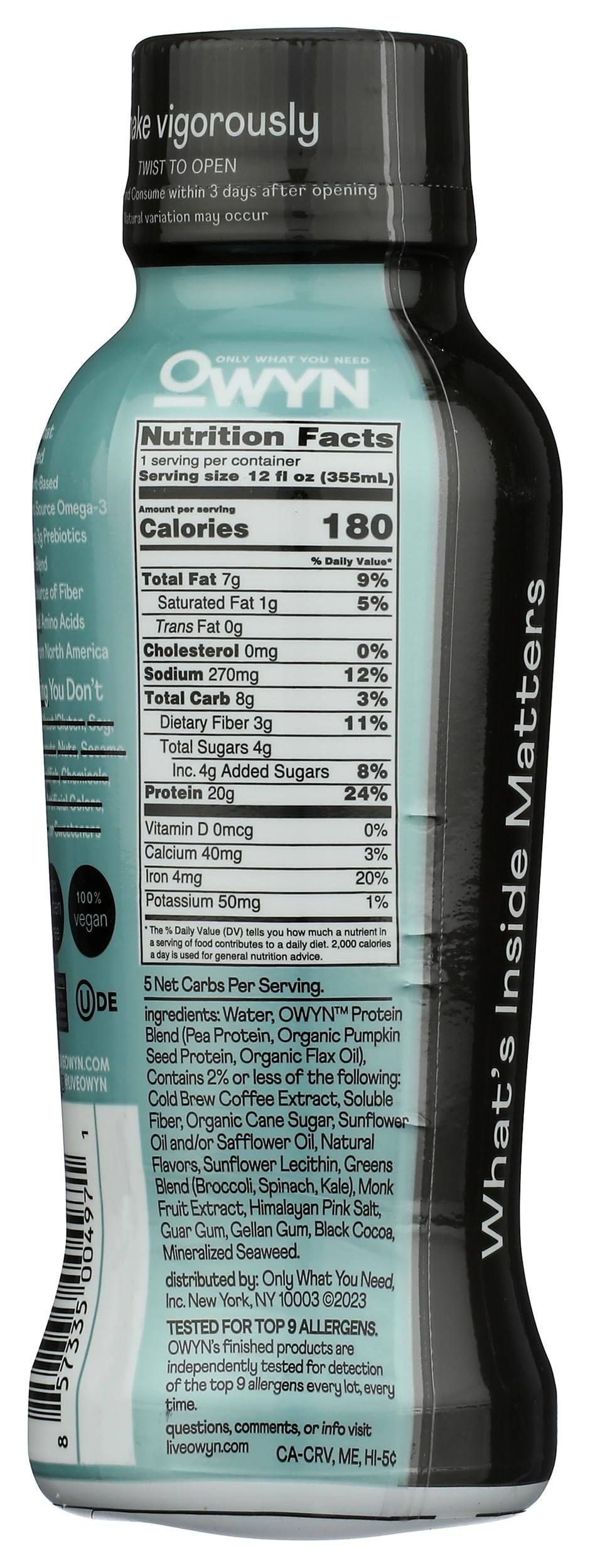 Owyn Cold Brew Plant Based Protein Shake, 12 FZ