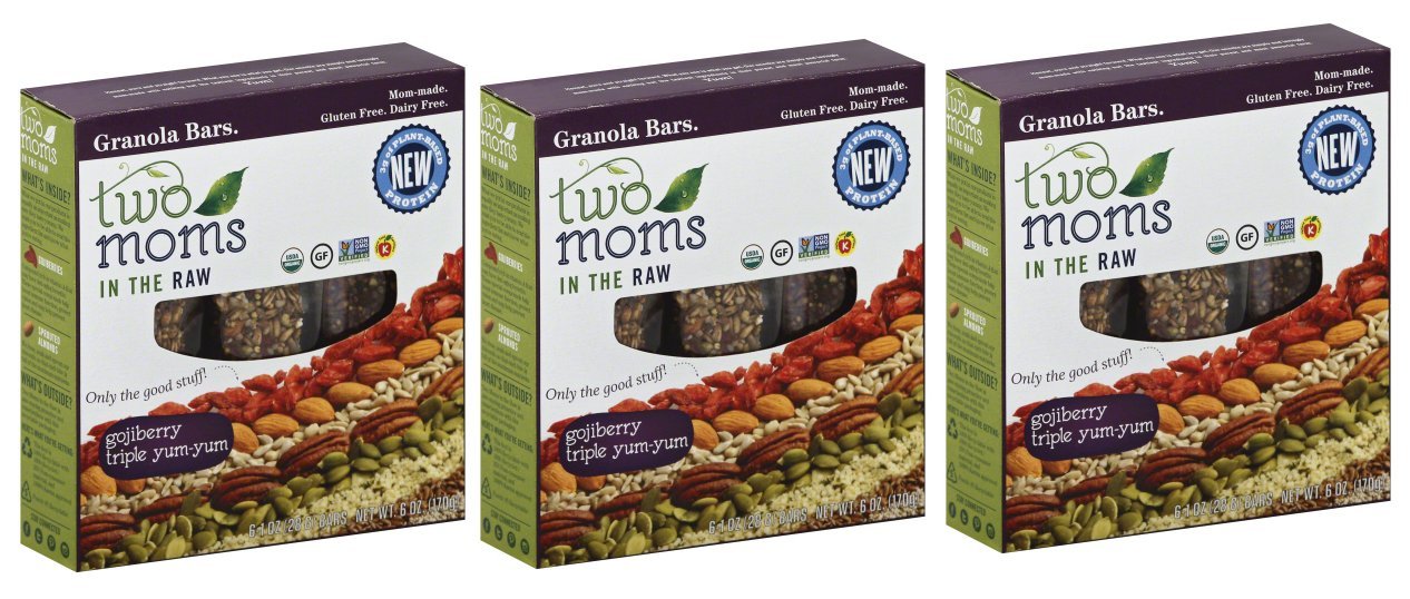 Two Moms in the Raw Soul Sprout Gluten Free Granola Bars, Gojiberry Triple Yum-Yum Pack of 3