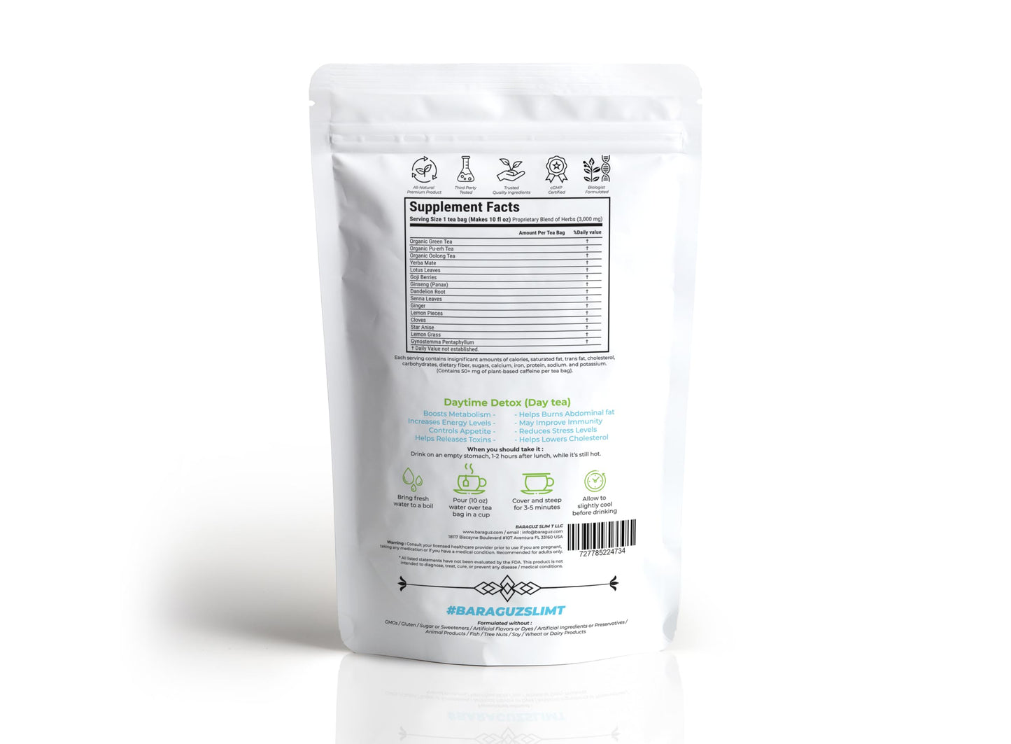 BARAGUZ SLIMT Day Booster: All-Natural SlimmingTea, No Laxative Added, Helps in Bloating & amp; Natural Weight Balance, Supports Immune System, Vegan