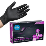 MED PRIDE X-Large Black Surgical Gloves, Disposable Med Nitrile Gloves, 4 Mil Thick, Latex and Powder-Free, Hospital Use, Pack of 50