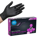 MED PRIDE X-Large Black Surgical Gloves, Disposable Med Nitrile Gloves, 4 Mil Thick, Latex and Powder-Free, Hospital Use, Pack of 50