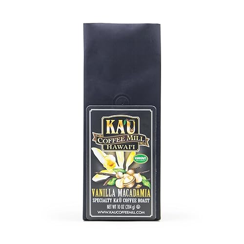 Ka'u Coffee Mill Vanilla Macadamia Nut Flavored Ground Coffee - Handcrafted Hawaiian Flavor Coffee Roast - Pure Kau Coffee - Handpicked Hawaii Grown